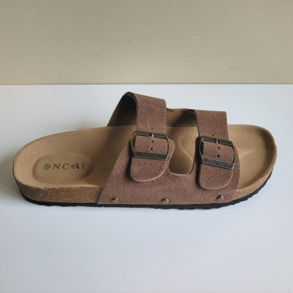 Oncai Flat Slide Sandals Brown Tan Womens 10 - Picture 2 of 8